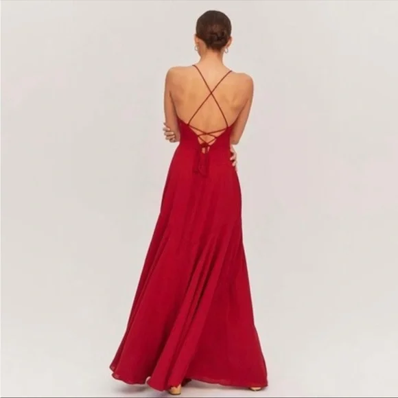 Fame and Partners Callais Dress Maxi Ruffle Asymmetrical Hem Aesthetic NWOT $345 - Picture 3 of 9